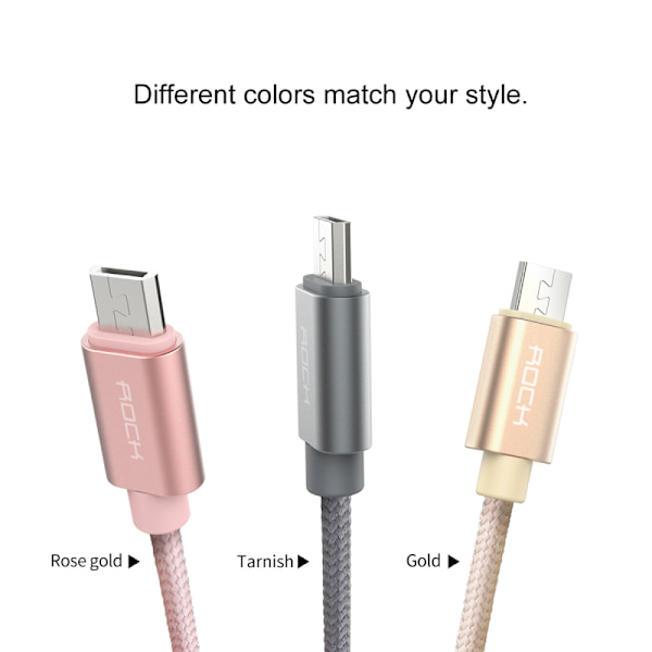 ROCK Nylon Micro-USB kabel 1m grå