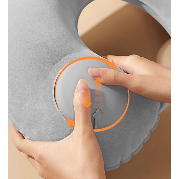 Oppustelig Nakkepude – Trykpumpe & Kompakt Design Grey