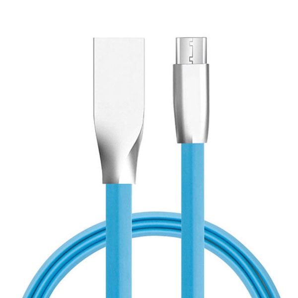 Trasselfri Micro-USB kabel med zink-kontakt - Anti-break kabel Blå one size