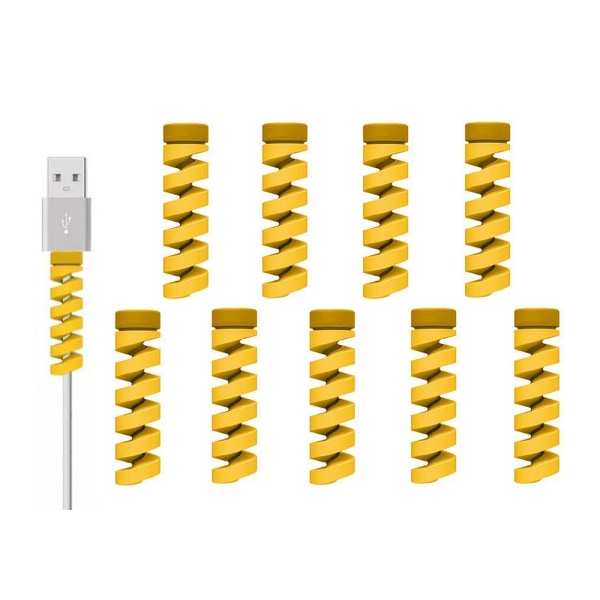10-pakning spiral kabeldeksel - lader Yellow one size