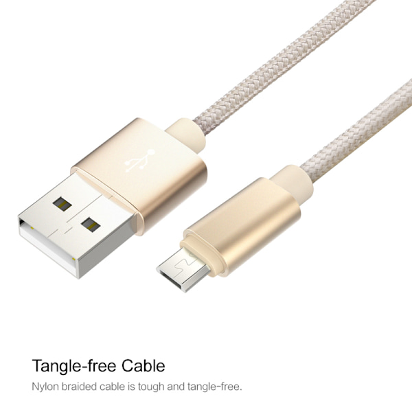 ROCK Nylon Micro-USB kabel 1m Guld