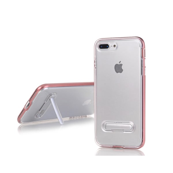 TPU -etui med telefonholder+ to skærmbeskyttere iPhone 7+/8+ Pink gold