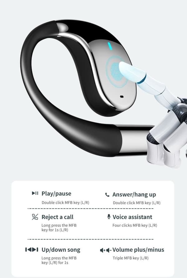 TWS Earbuds med AI-Översättning & 60H Batteritid Svart