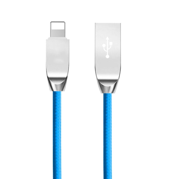 Nylonflettet Lightning-kabel 1m Blue