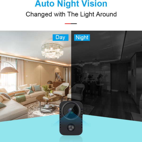Mini Spion Kamera 1080P - Diskret Overvågning & Natsyn Black