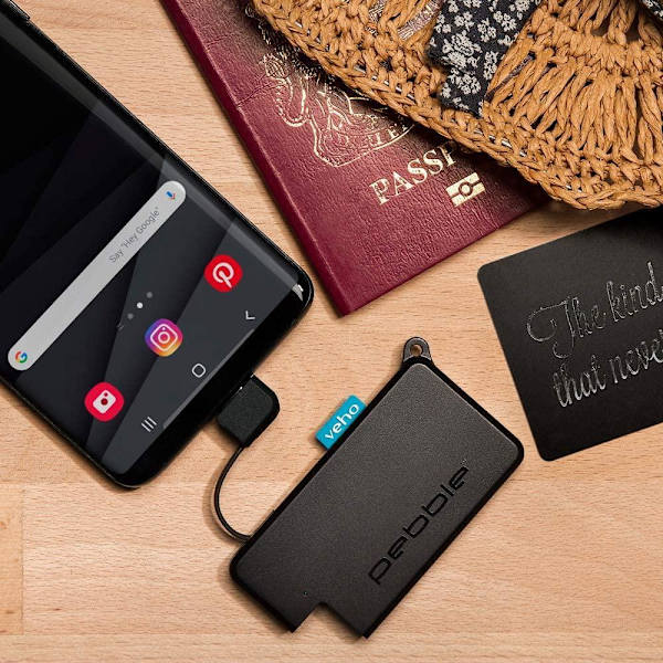 2x Veho Pebble Pocket 900mah mikrostørrelse nøkkelring powerbank Black one size