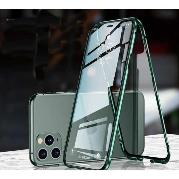 Magnetiskt fodral dubbelsidigt härdat glas for Iphone 12 Mini Svart one size
