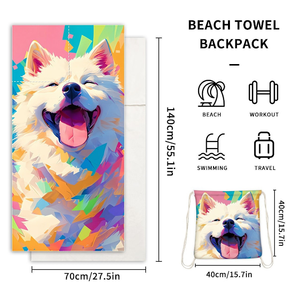 Strandhåndklæde & Rygsæk i Ét – Flere Motiver Dog