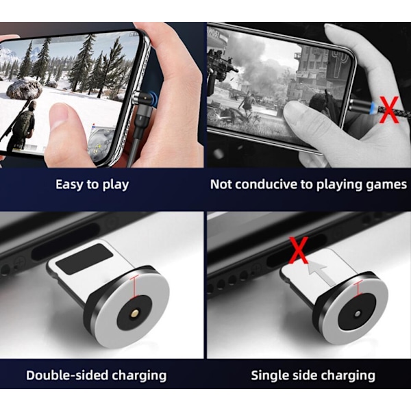 Magnetisk-kaapeli, Lightning + Micro USB + USB-C, 3A Red one size