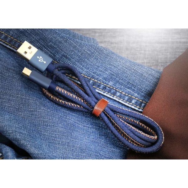 Denimbeklædt mikro-USB-kabel - 0,25m Blue