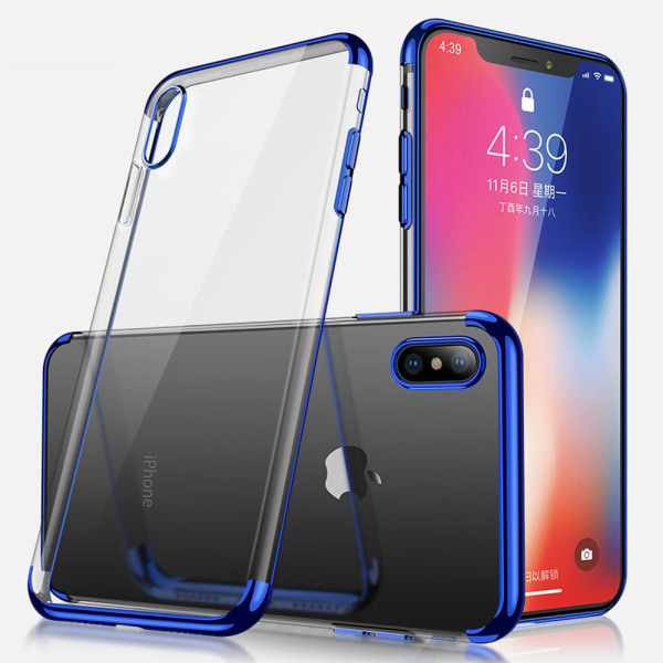 Galvanoitu TPU case iPhone X/Xs, jossa 2 näytönsuojaa. Blue