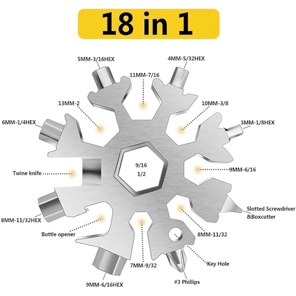 18-i-1 Snowflake multi-tool multifärg one size