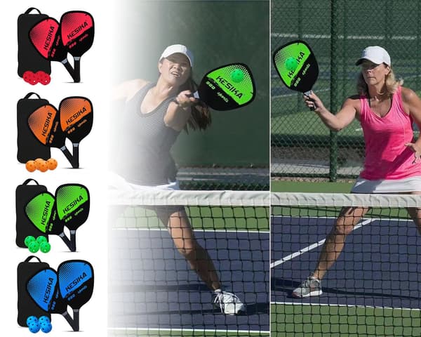 Pickleball set – 2 racketar & 4 bollar, perfekt för sommaren Röd