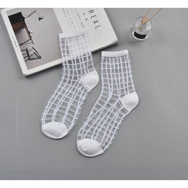 Pack of 5 or 10 silky transparent effect socks White one size