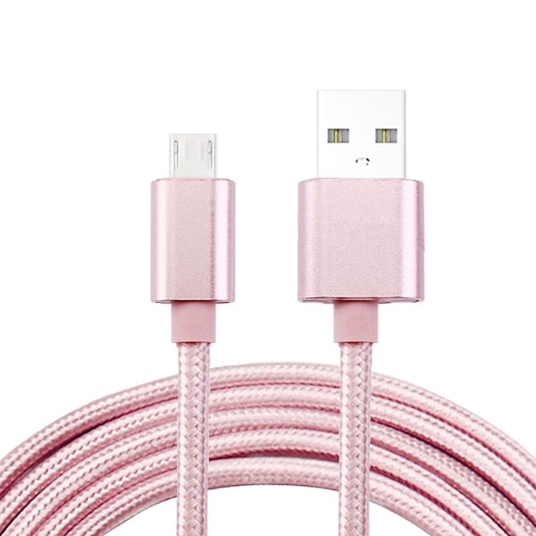 Helfärgad flätad Micro-USB kabel 1.2m Blå