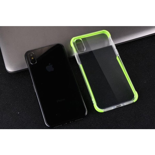 TPU-cover til iPhone med farvede kanter X + 2 skærmbeskyttere Green