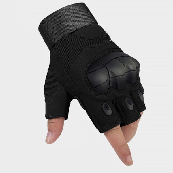 Robuste Halvfingerhansker: Militærstil for Utendørsaktiviteter! Black M