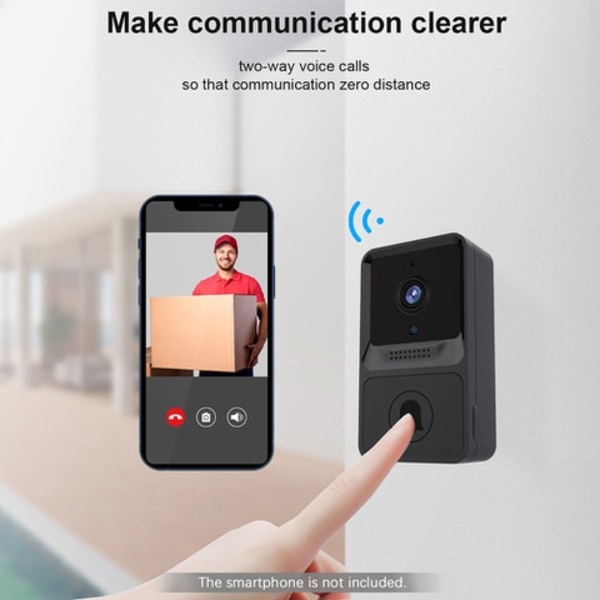 Smart Dörrklocka med Kamera - WiFi, 2-vägs Audio & Nattvision Svart