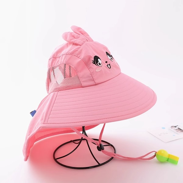 Barnsolhatt med UV-skydd & visselpipa – 3–10 år Rosa