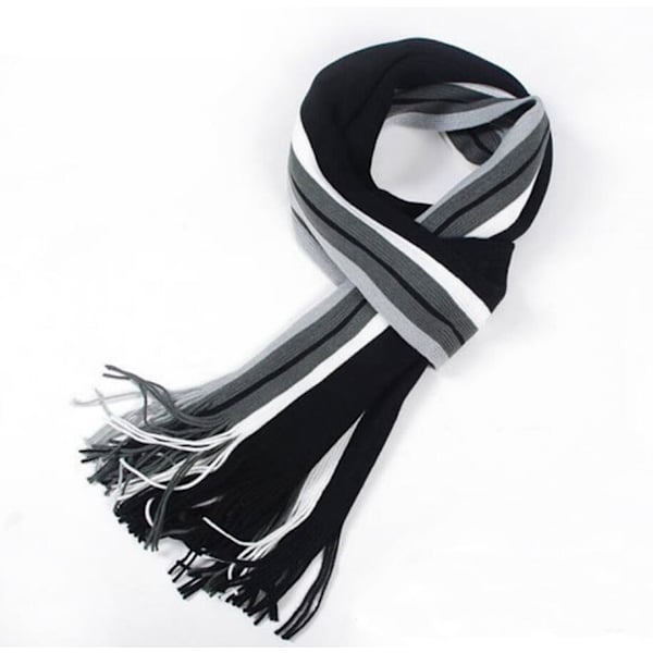 Høykvalitets Stripete Skjerf - Fire Farger, Unisex Black one size