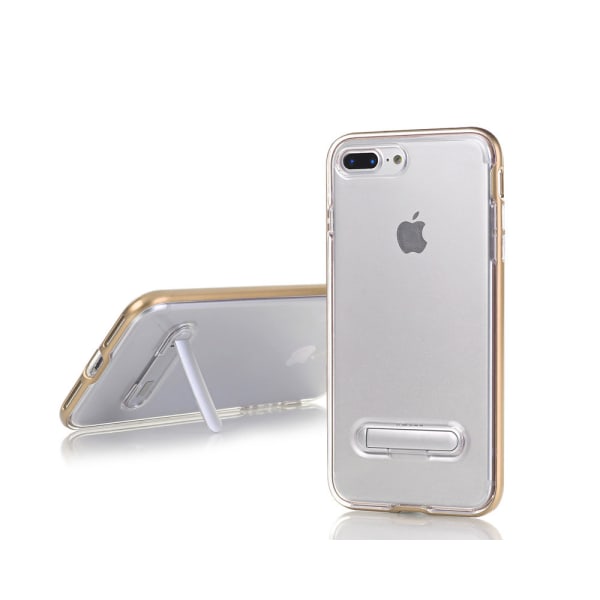 TPU- case puhelintelineellä + kaksi näytönsuojaa iPhone 7+/8+ Gold
