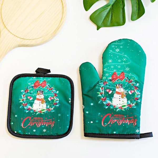 Stekehansker i julestil Green one size