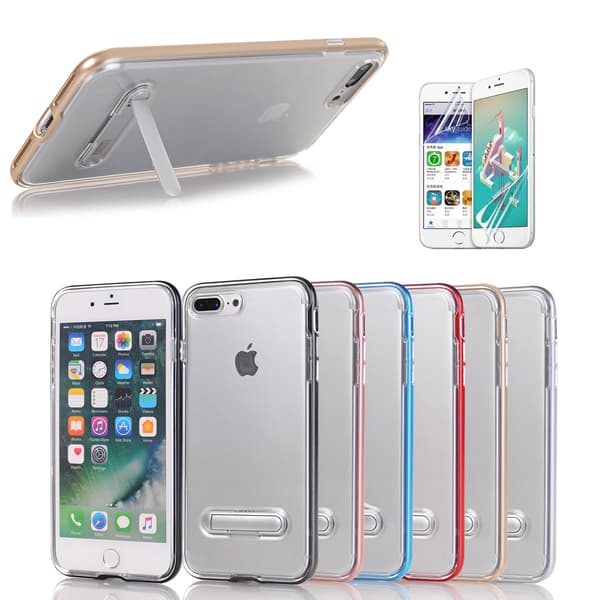 TPU- case puhelintelineellä + kaksi näytönsuojaa iPhone 7+/8+ Black