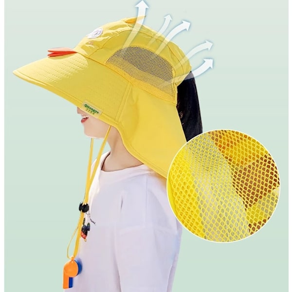 Barnsolhatt med UV-skydd & visselpipa – 3–10 år Rosa