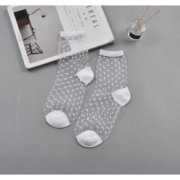 Pack of 5 or 10 silky transparent effect socks White one size
