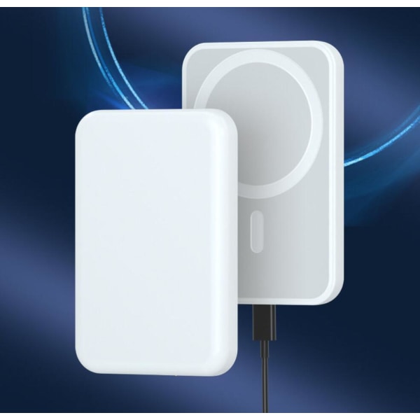 MagSafe kanssa yhteensopiva Powerbank, 5000mAh, mukaan lukien magneettirengas White one size