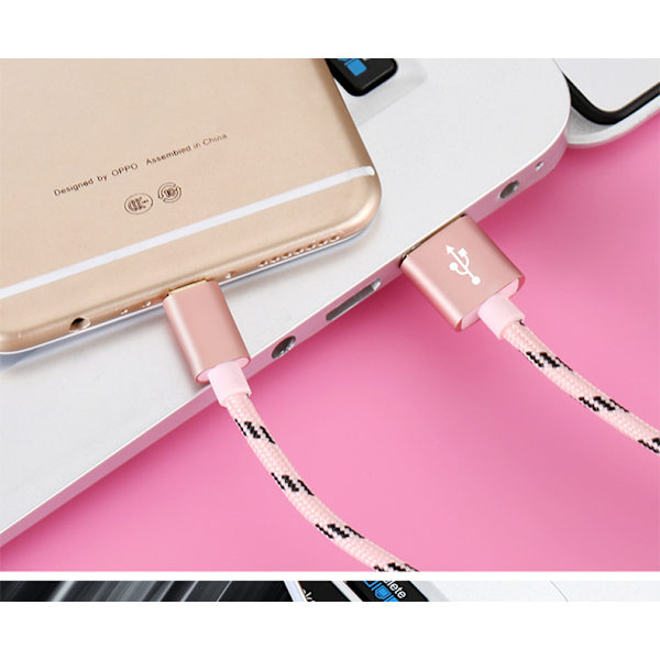 Nylon Tiger Stripes Micro-USB 3m Gold