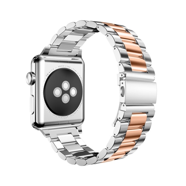 Elegant Metallarmbånd i Rustfritt Stål for Apple Watch Silver+Rose 38/40/41mm