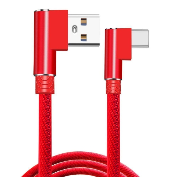 Flätad 2.4A kabel - 3 meter lång USB-C Svart one size