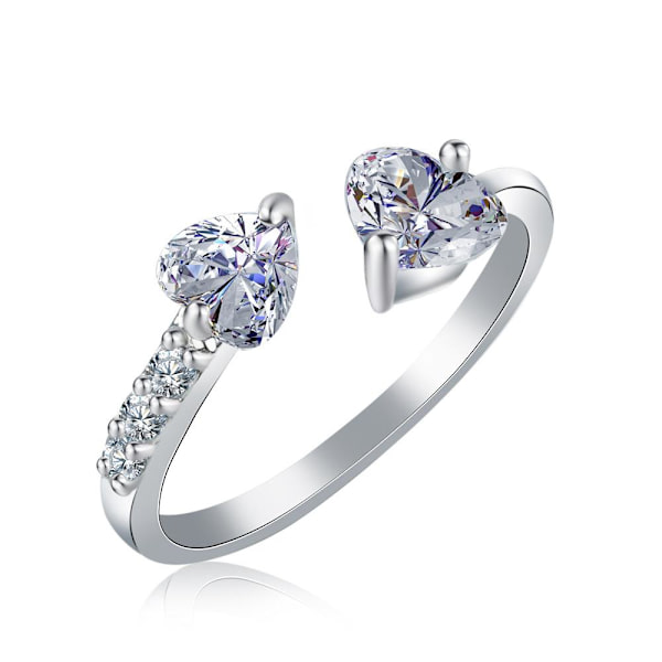 Kaksoissydän, sormus zirkonia Silver one size