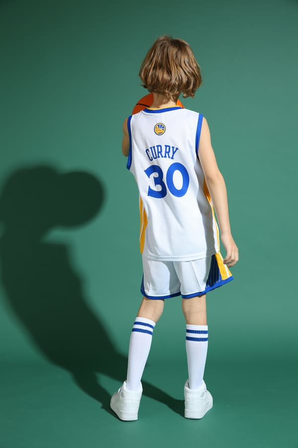 Stephen Curry No.30 Baskettröja Set Warriors Uniform för barn tonåringar White White L (140-150CM)
