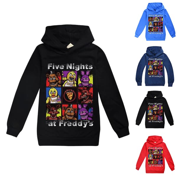 Fem nætter hos Freddy's FNAF Kid Boy Langærmet hættetrøje Toppe Pullover Sort 0 Sort Black 150cm