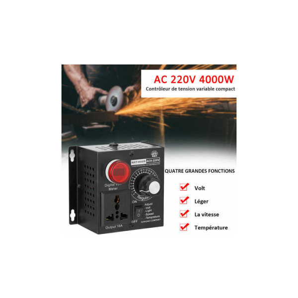 Ac 220V 4000W Kompakt kontroller Variabel spenning Vitesse Bærbar Temperatur Lumiere Tension Justerbar Dimmer-DENUOTOP