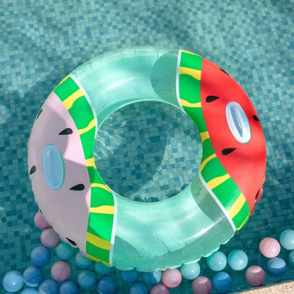 Simbollar, uppblåsbara poolflottörer, vattenmelonformade flytande leksaker, sommarleksaker för simbassäng, strand, poolpartydekorationer (90 cm)