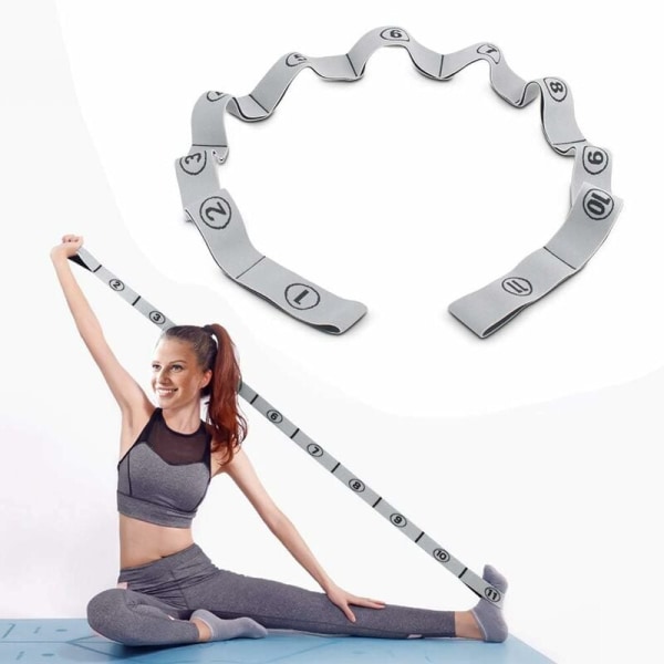 Treningsstropp, yoga-stretch-bånd med 11 ringer, elastiske trenings-treningsbånd, latinske elastiske motstandsbånd for voksne Yoga Pilates Dance Fi