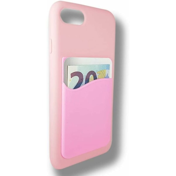 2 st silikonhäftande kreditkortshållare för mobiltelefoner (ljusrosa)