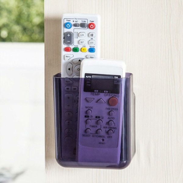 Vægmonteret Organizer & Opbevaringsboks til Telefon Fjernbetjening Holder - Purple S