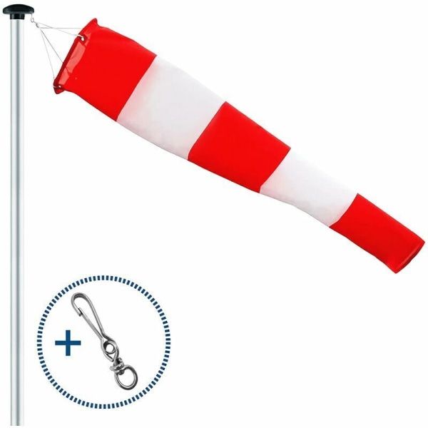 Udendørs vindsæk, vindretningsindikator i rød og hvid 150x30x15cm. Affjedring og drejelig, vejrbestandig, vindretningsindikator-DENUOTO