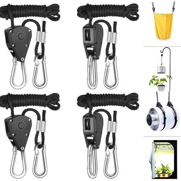 Sats med 4 st 1/8\" kraftiga spärrblock för justerbar upphängning av replyftblock Lanyard rep hängare kajak och kanot båge rep lås T