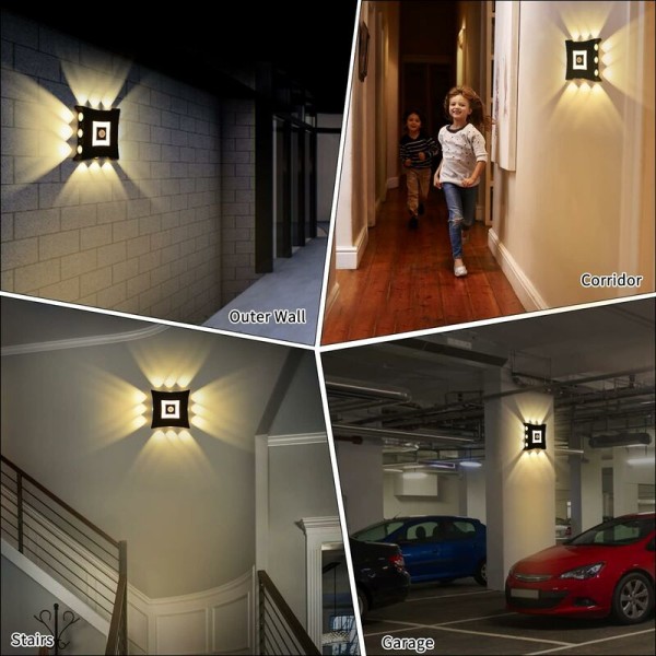 18W LED Moderne Innendørs/Utendørs Vegglampe med PIR Bevegelsessensor, IP65 Vanntett Vegglampe, 3000K Varmt Hvit Aluminium Vegglampe for Hage