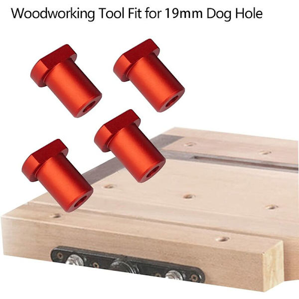 4-pakke arbeidsbenk klemmer i aluminiumlegering, posisjonerings plugg for 19mm hundhull (19mm, rød)