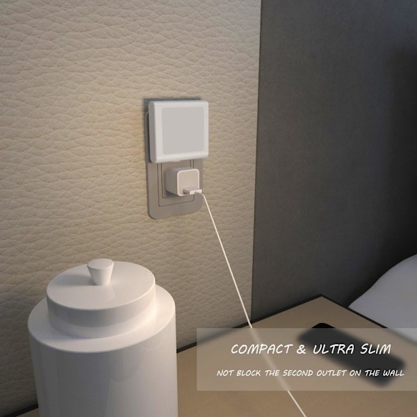 Plug-in dimbar LED-nattlampa med automatisk skymningssensor, mjukt varmvitt nattljus för hallar, sovrum, barnrum, kök, st