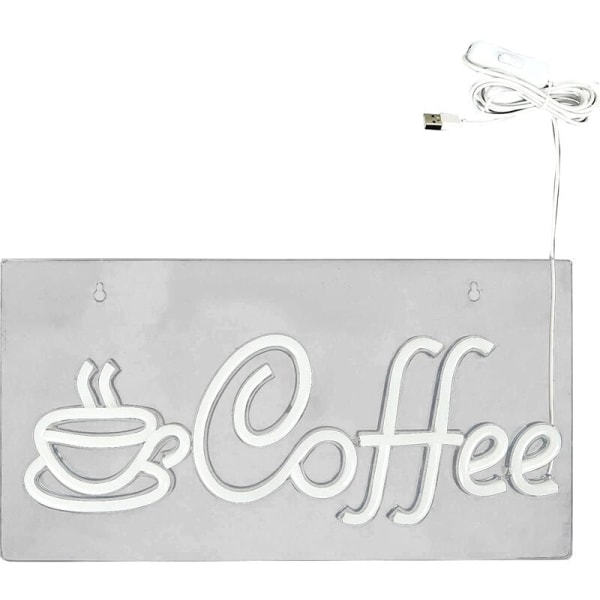 Cafeskilt, USB-drevet cafeskilt med metalkæde, LED-caféskilte til vægindretning, café, restaurant