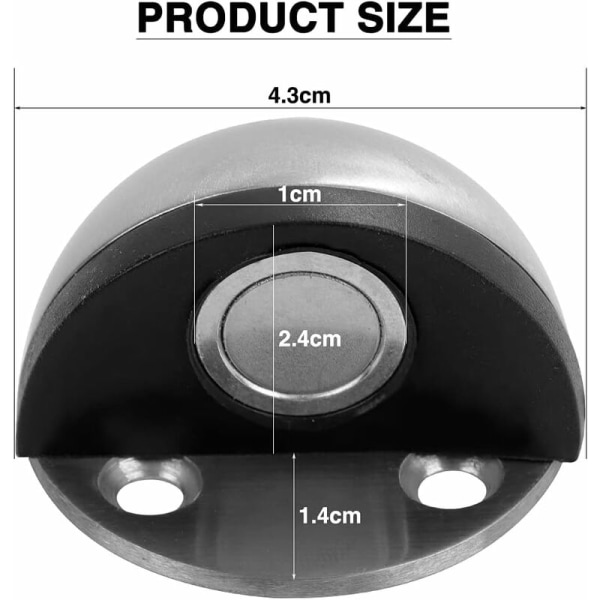 4 stk. magnetiske dørstoppere i metal, skru-på gulvdørstoppere, selvklæbende dørstoppere uden boring til dør- og vægbeskyttelse
