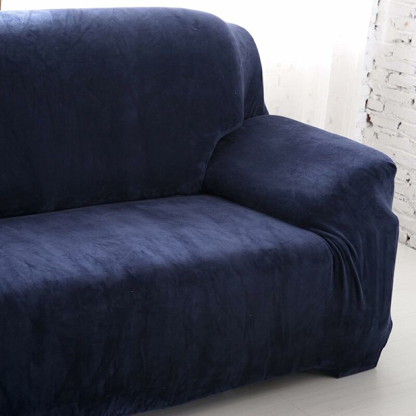 Tykke Sofaovertræk 1/2/3/4 Personers Ensfarvet Sofa Beskytter Fløjl Nem Tilpasning Elastisk Stof Strækbar Sofaovertræk (Blå, 2 Personer 145-185cm)