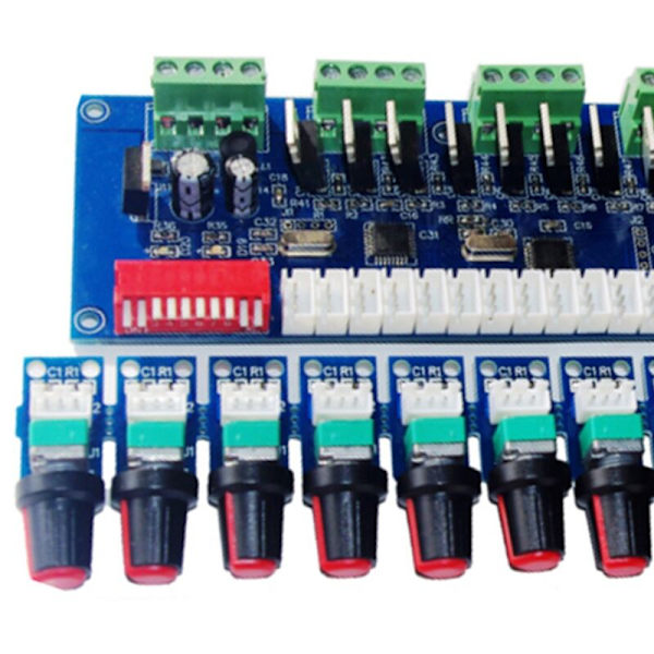 Ny 12CH LED DMX512 Dekoder DC12V-24V 12 Kanaler 4 Grupper DMX Dekoder DMX512 Dimmer 3P RJ45 Manuell Styrenhet Vred